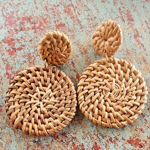 VTG Round Rattan Earrings
